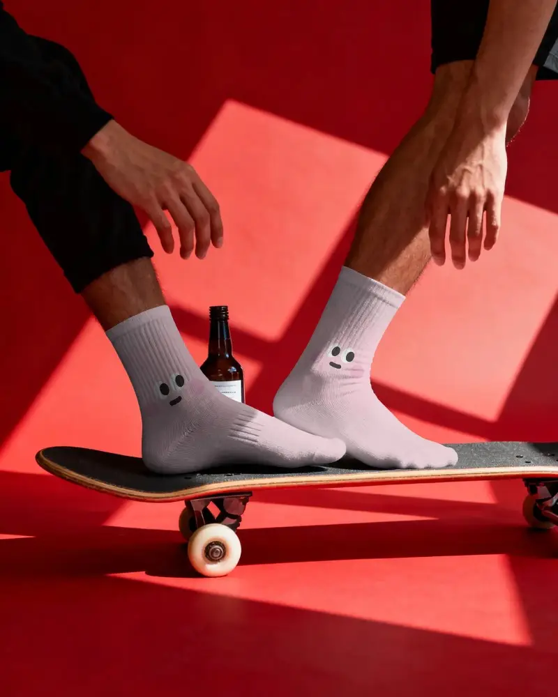 Comfortable Ribbed Cotton Socks Mockup For Casual Skateboarders Sports And Everyday Wear Comfort