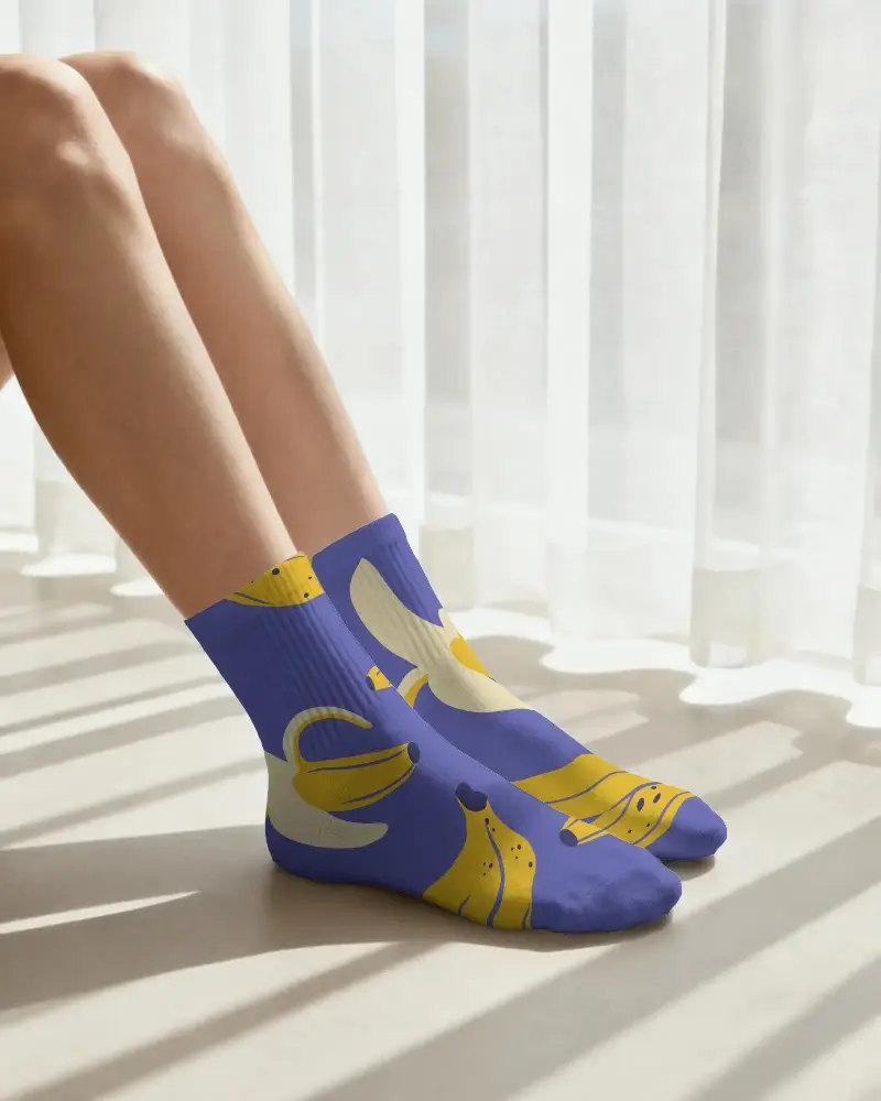 Comfortable Casual Ribbed Crew Socks Mockup For Everyday Wear With Soft Fabric And Perfect Fit