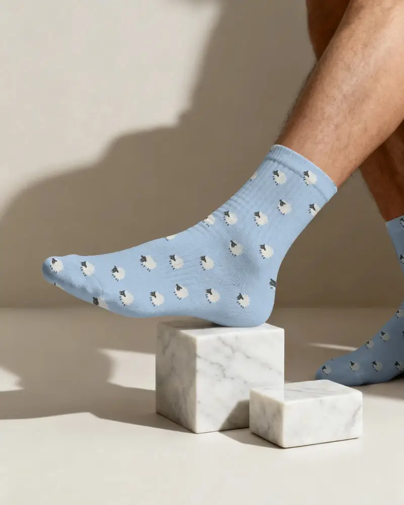 Mens Mid Calf Socks Mockup Comfortable Breathable Everyday Wear Athletic Style Durable Ankle Suppor