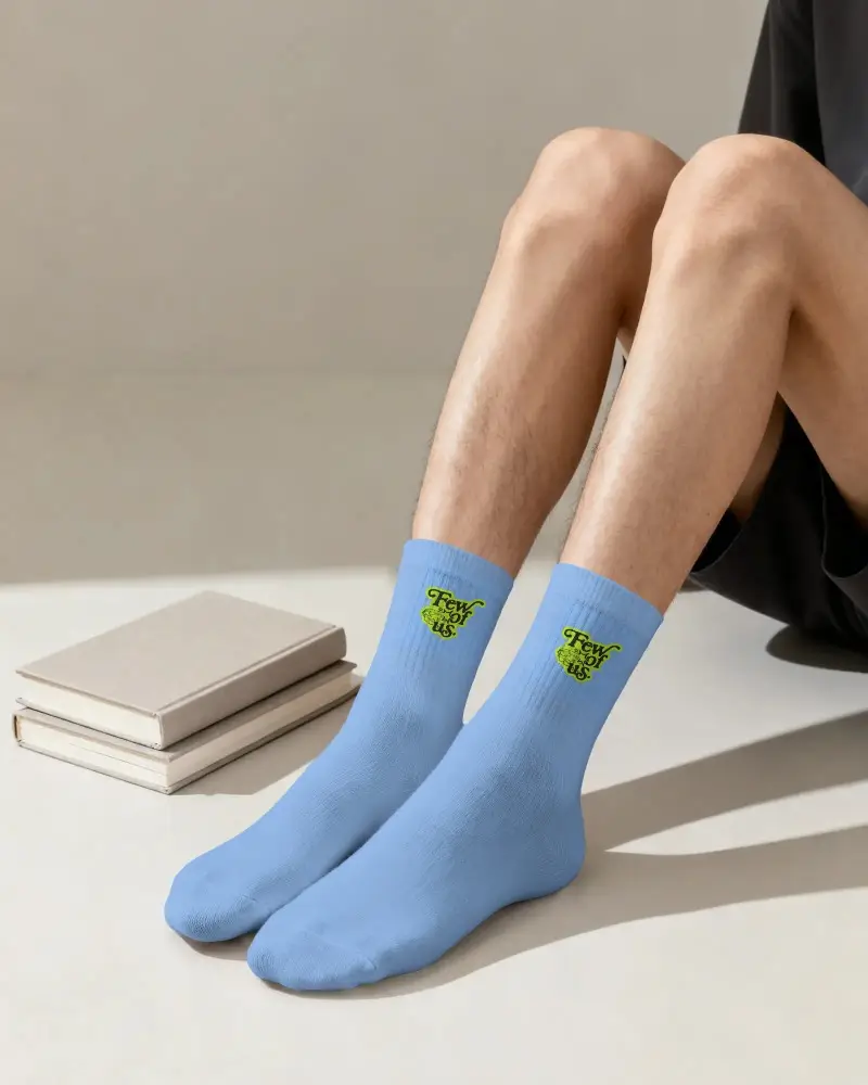 Breathable Athletic Crew Socks Mockup With Ribbed Cuff For Enhanced Fit And Comfort