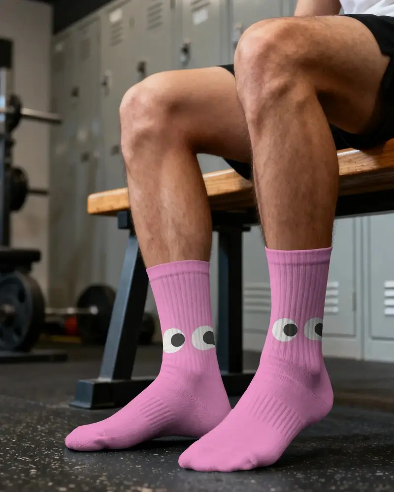 Premium Athletic Crew Socks Mockup For Men Comfortable Workout Performance Cotton Blend Material