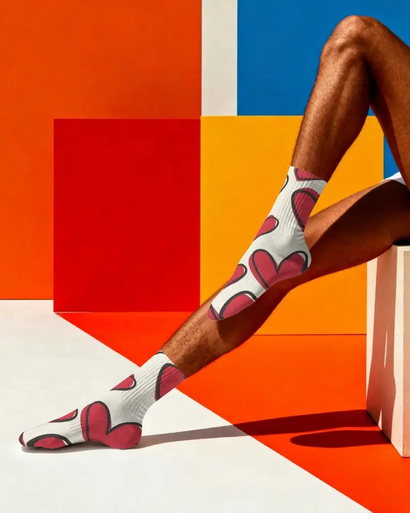 Durable Ribbed Mid Calf Socks Mockup Made For Sports Casual And Office Outfits