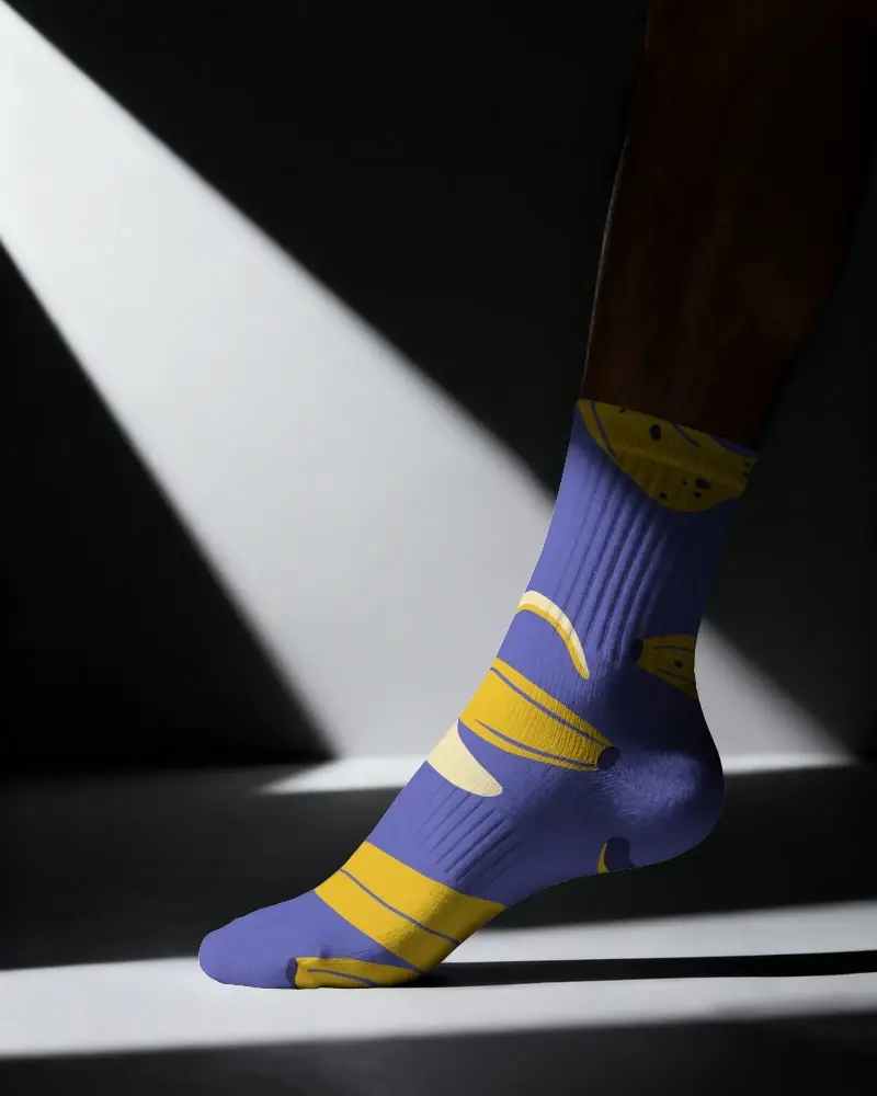 Premium Mid Calf Athletic Socks Mockup With Enhanced Arch Support And Breathable Knit Fabric Design