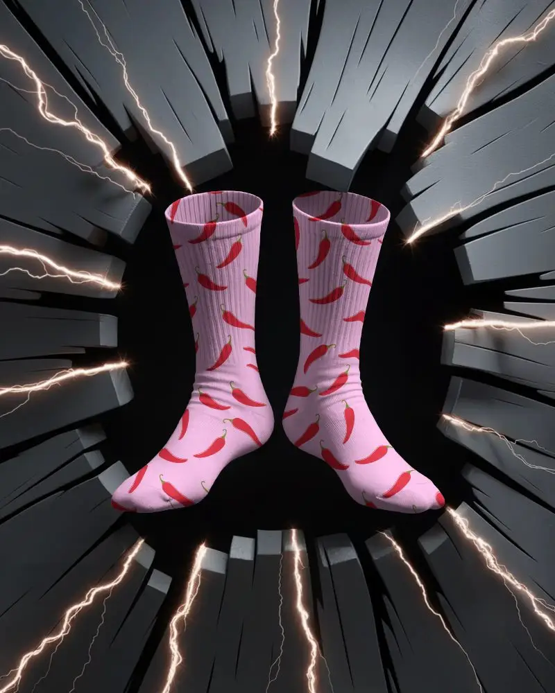 Soft Breathable Crew Length Socks Mockup With Ribbed Texture Perfect For Sport And Casual Use