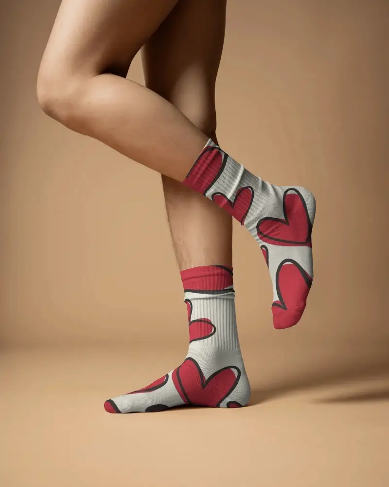 Comfortable Cotton Blend Socks Mockup For Daily Wear With Ribbed Cuff And Reinforced Toe Seam