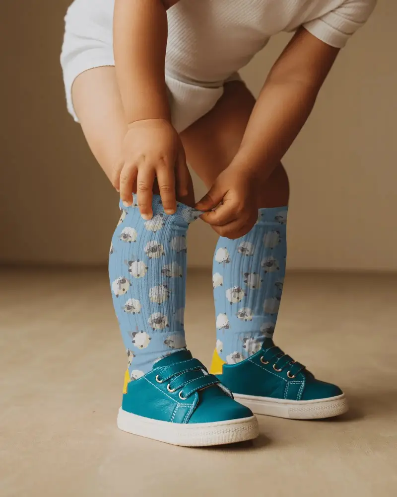 Kids Comfy Ribbed Knee High Socks Mockup For Toddlers Casual Daily Wear Perfect Fit