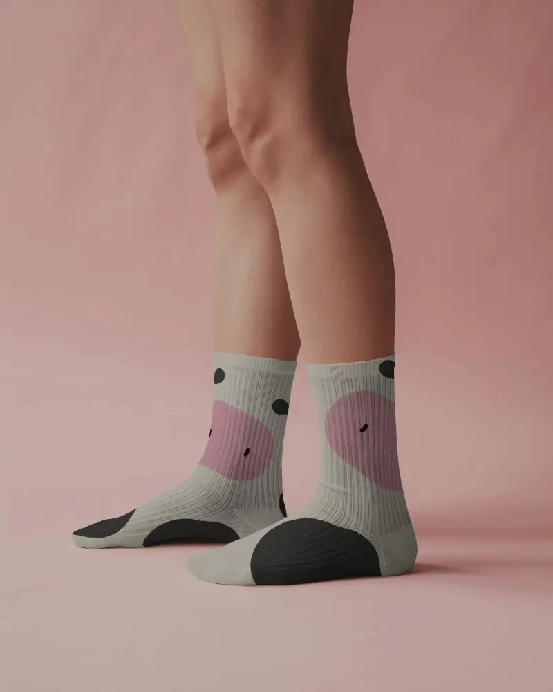 Comfortable Ribbed Cotton Socks Mockup For Daily Wear With Elastic Cuff Support And Breathable Knit