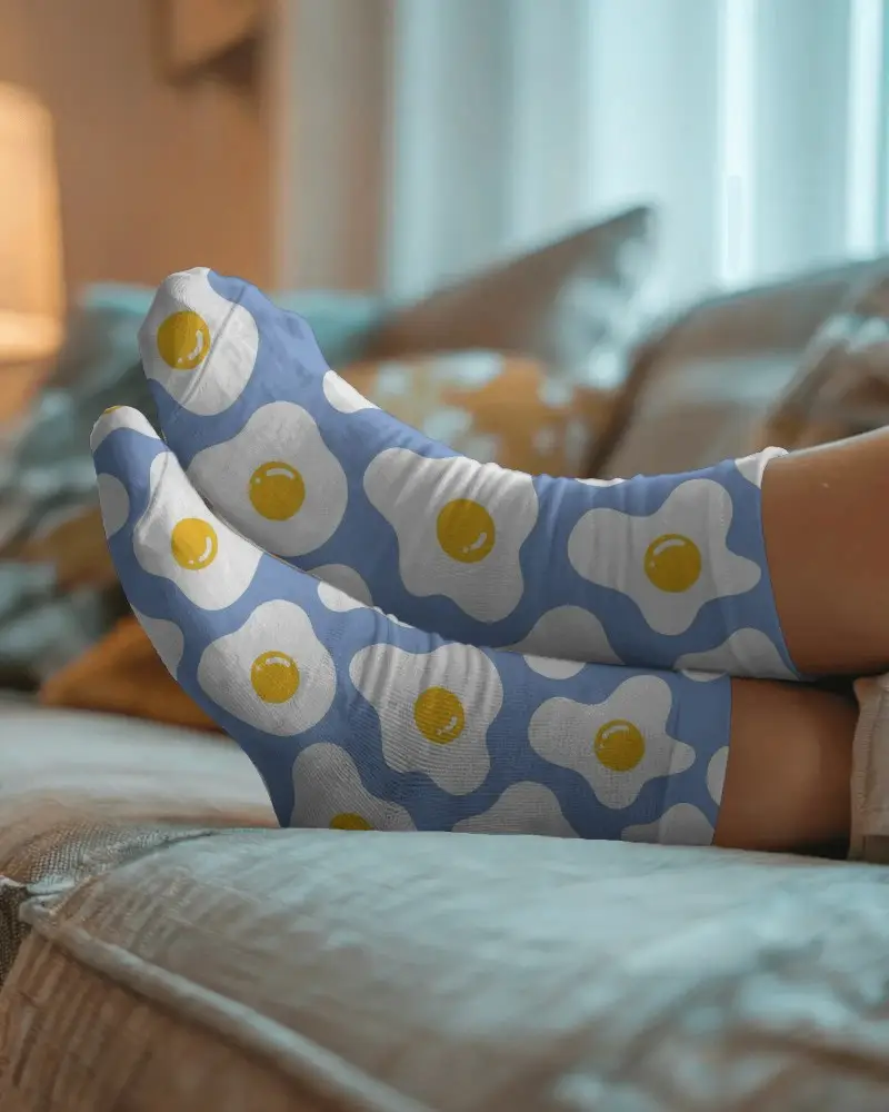 Comfortable Casual Crew Socks Mockup For Everyday Wear With Soft Breathable Material And Perfect Fit