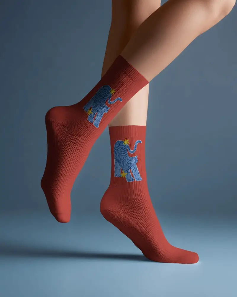 Premium Comfortable Ribbed Mid Calf Socks Mockup For Daily Wear And Casual Footwear Styles