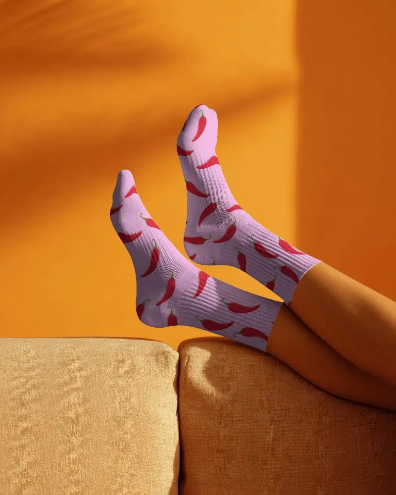 Breathable Soft Knit Socks Mockup With Knit Rib Detail For Everyday Comfort