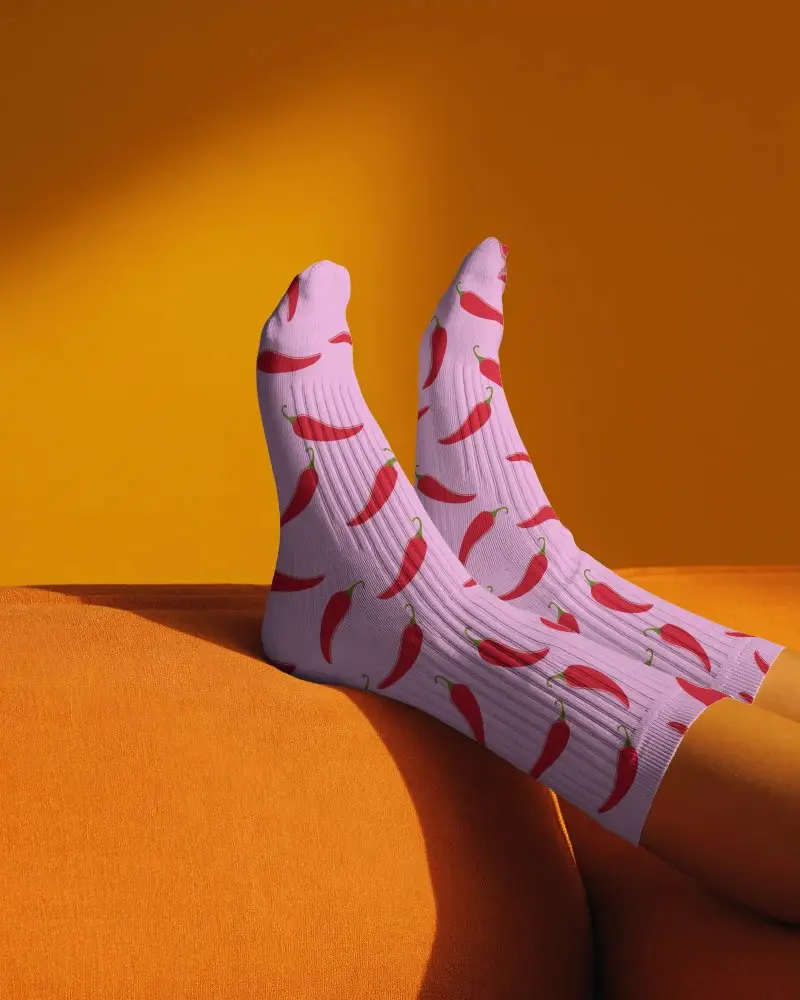 Premium Ribbed Cotton Socks Mockup With Reinforced Heel And Toe Ideal For Daily Casual Wear