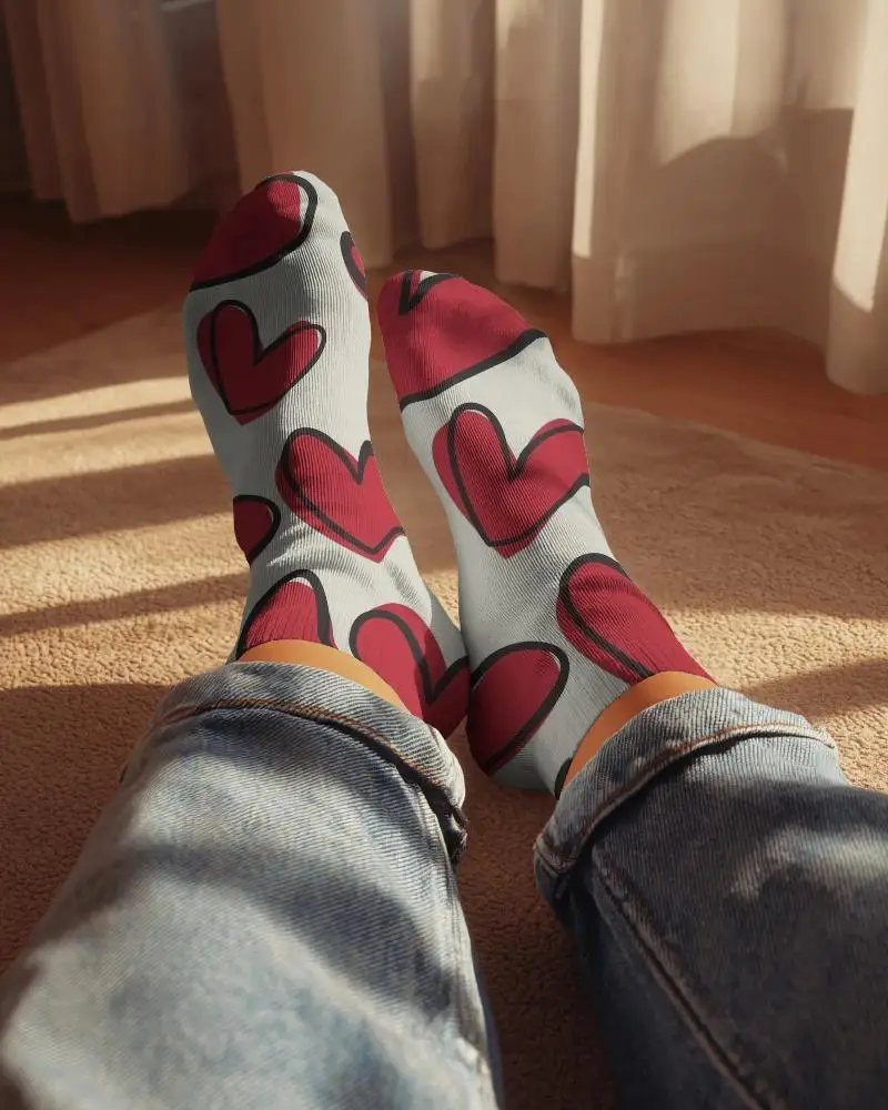 Cozy Comfortable Mid Calf Socks Mockup Perfect For Everyday Wear And Casual Outfits