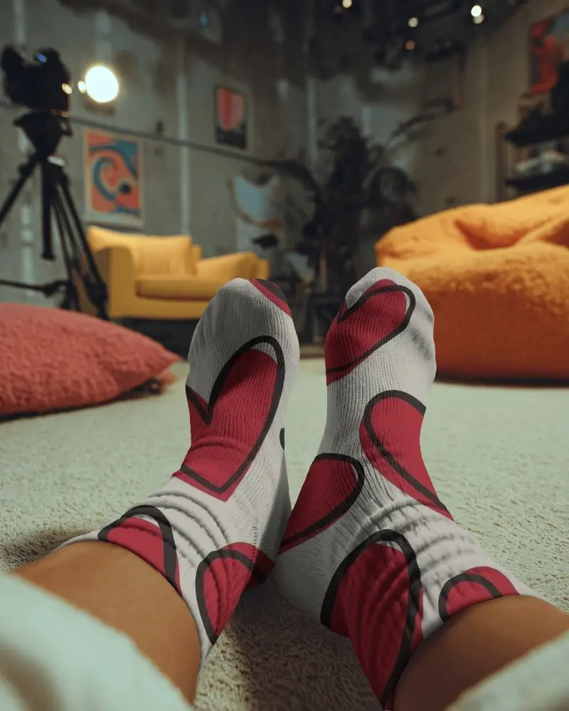 Cozy Ribbed Comfortable Casual Socks Mockup For Daily Wear And Relaxed Homeoutfit Style