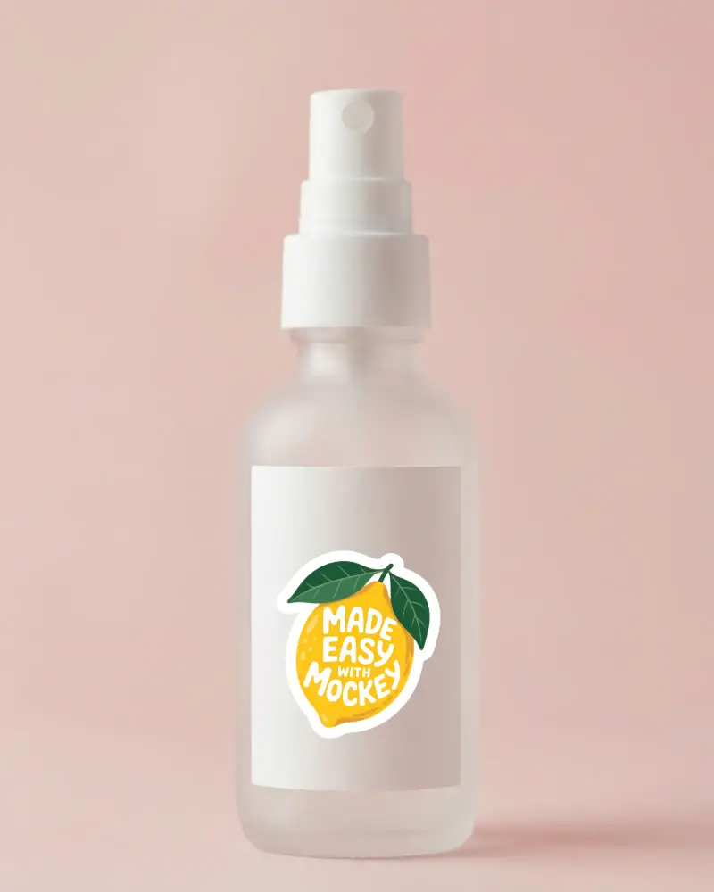 Blank Spray Sticker Label Mockup For Cosmetic Packaging Design Presentation