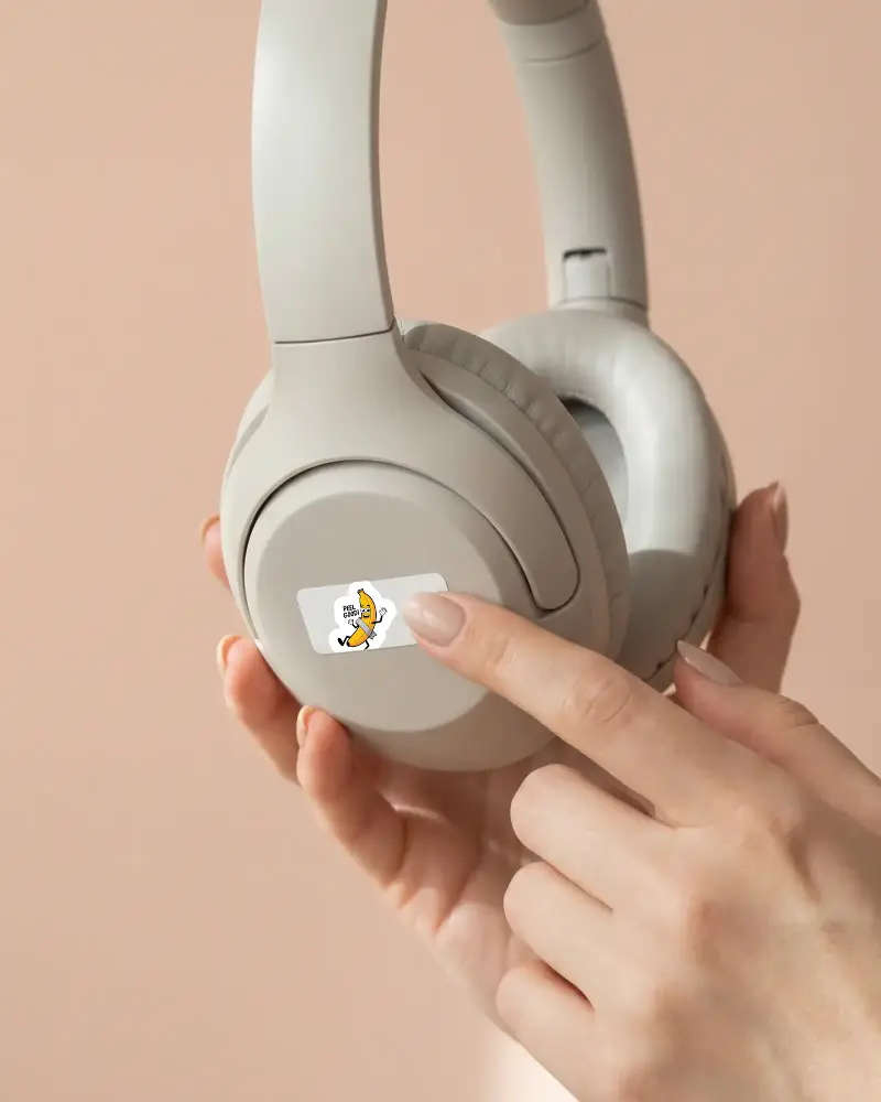 Customizable Headphones Sticker Mockup For Branding And Personalized Design Showcase