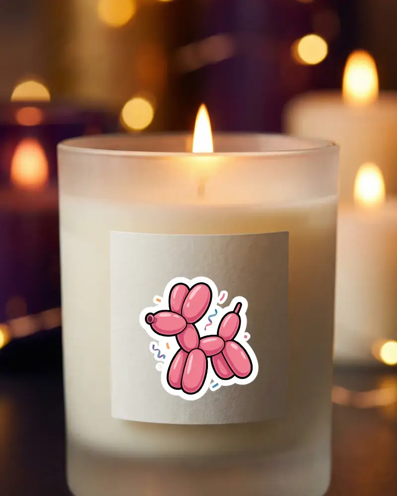 Realistic Lit Candle Sticker Mockup Showing Empty Label For Custom Logo Design Project