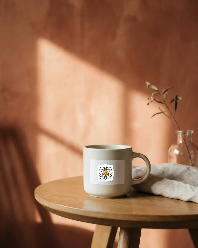 Rectangular Empty Label Sticker Mockup Simple Elegant Mug With Natural Light