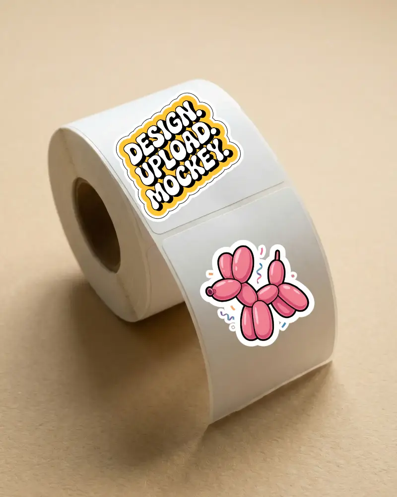 White Roll Sticker Mockup For Promotional Labels And Inventory Tagging Solutions