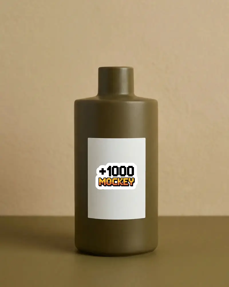 Minimalistic Sticker Mockup On Matte Rounded Bottle For Branding And Label Design Showcase