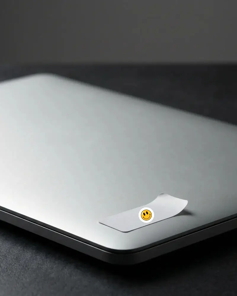 Sleek Laptop With Removable Sticker Mockup Showcasing Adhesive Product For Marketing Use