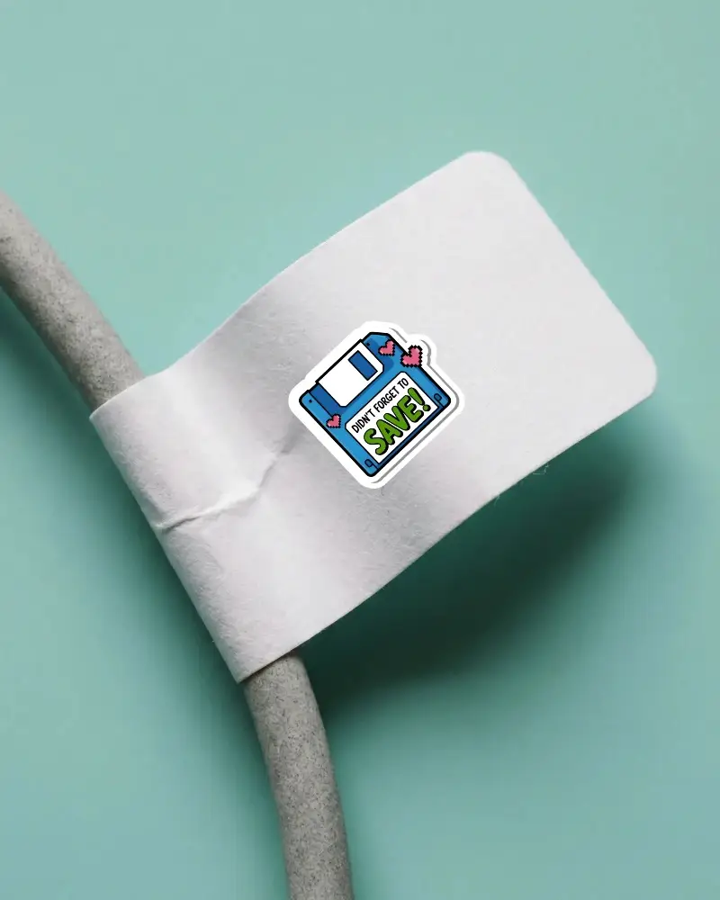 Clean Adhesive Label Sticker Mockup Wrapped Around Texture Cord Object Background