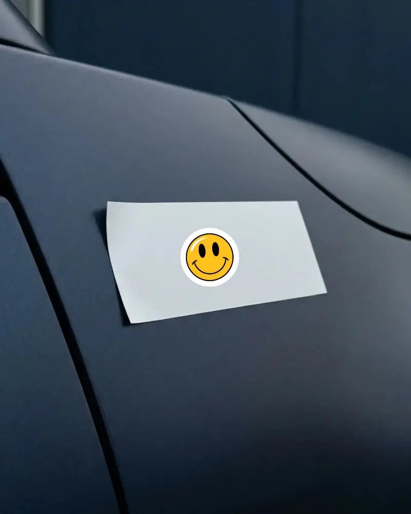 Realistic Sticker Mockup On Car Surface For Personalized Graphic Design Exhibition