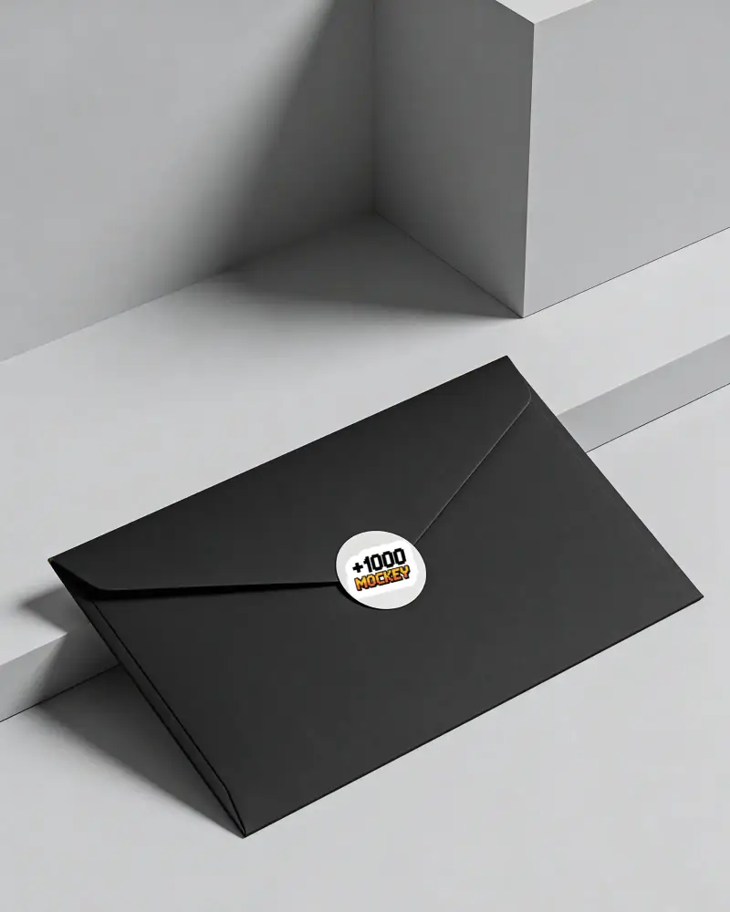 Minimalistic Envelope With Round Seal Sticker Mockup For Branding And Packaging Designs