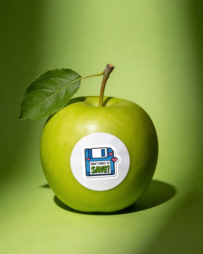 Round Custom Blank Sticker Mockup On Fresh Fruit Surface For Creative Design Preview