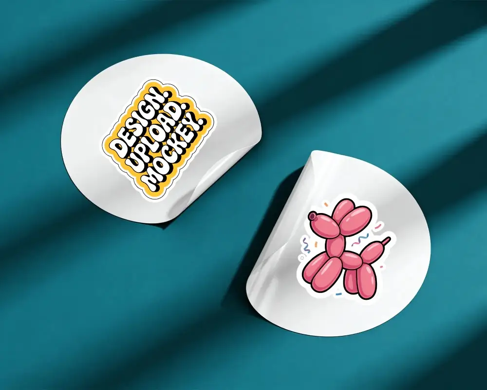 Round Sticker Mockup With Curled Edge On Flat Surface For Branding And Print Design