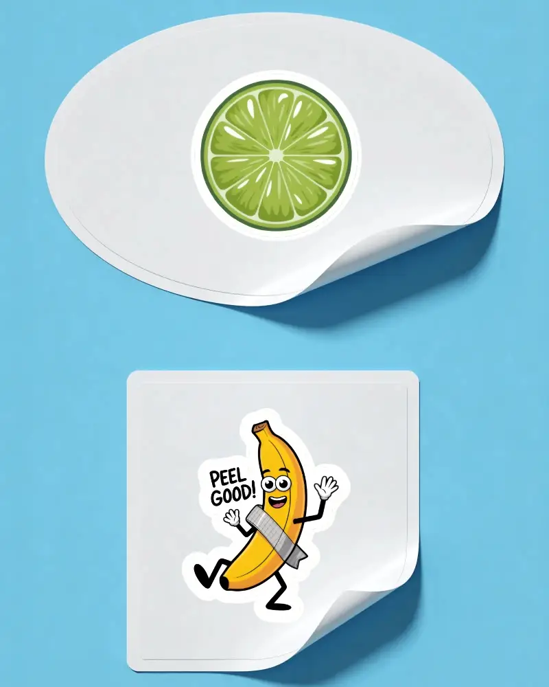 Blank Round And Square Sticker Mockups With Curled Corner Realistic Design Template For Print