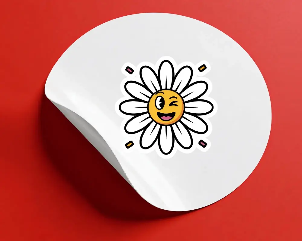 Peeled Rounded Sticker Mockup With Curved Edge Isolated On Solid Background