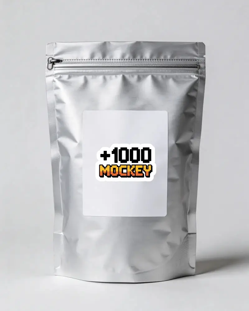 Blank Adhesive Sticker On Foil Zip Lock Packaging For Custom Product Label Design