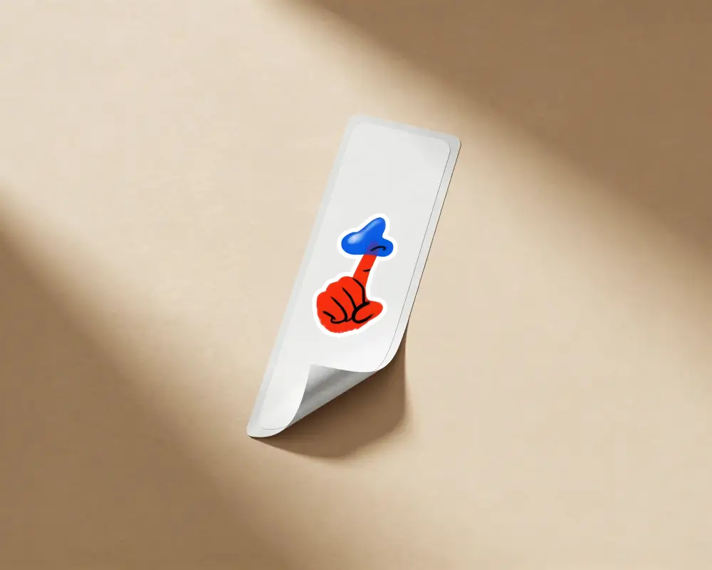 Blank Rectangle Sticker Mockup With Curled Corner On Textured Paper Background