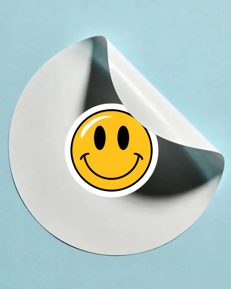 Realistic Round Sticker Mockup With Curled Edge For Customizable Label And Promo Use