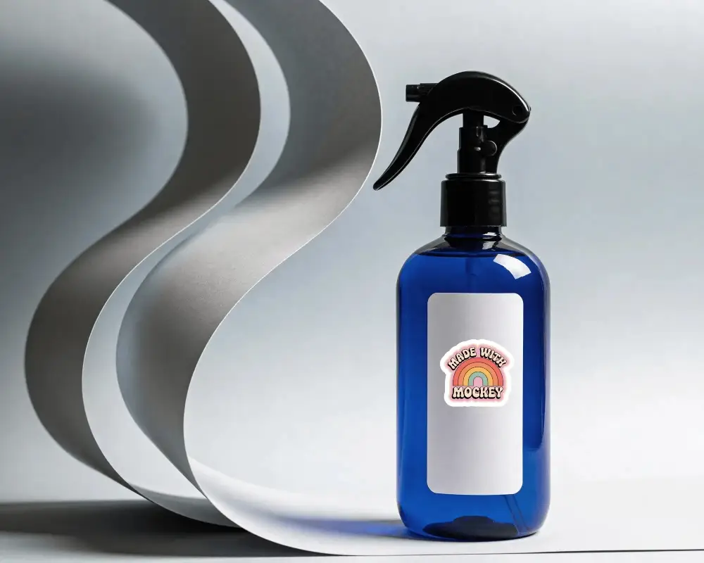 Minimalist Label Mockup On Plastic Pump Bottle For Personal Care Product Display