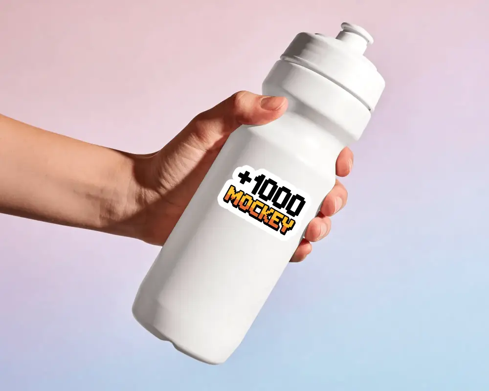Sports Water Bottle Holding Sticker Mockup For Custom Logo Branding Design Display