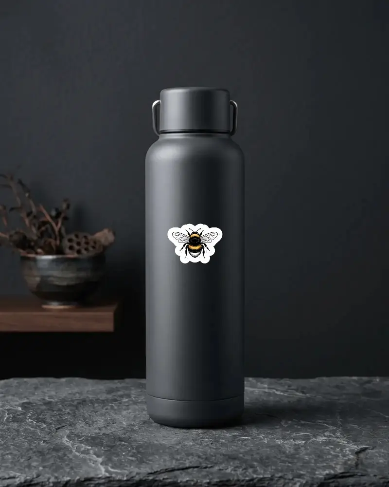 Premium Sticker Mockup On Portable Thermo Flask With Leakproof Lid For Travel Gym Office