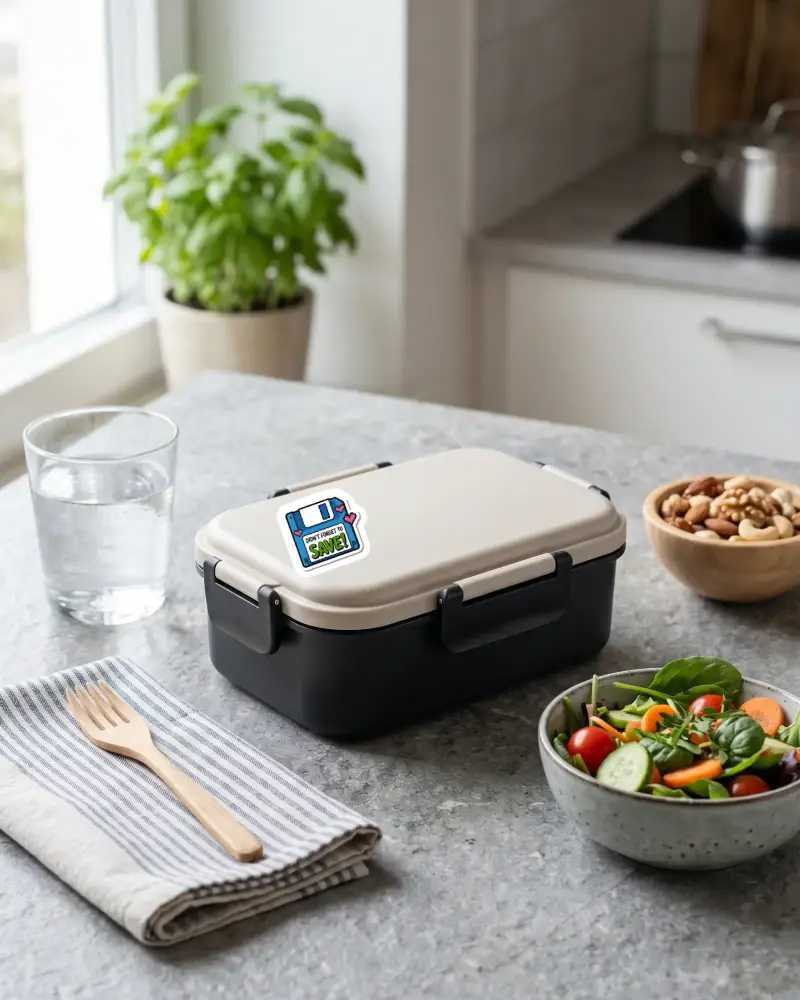 Reusable Lunch Box Sticker Mockup With Secure Latching And Compact Design For Everyday Use