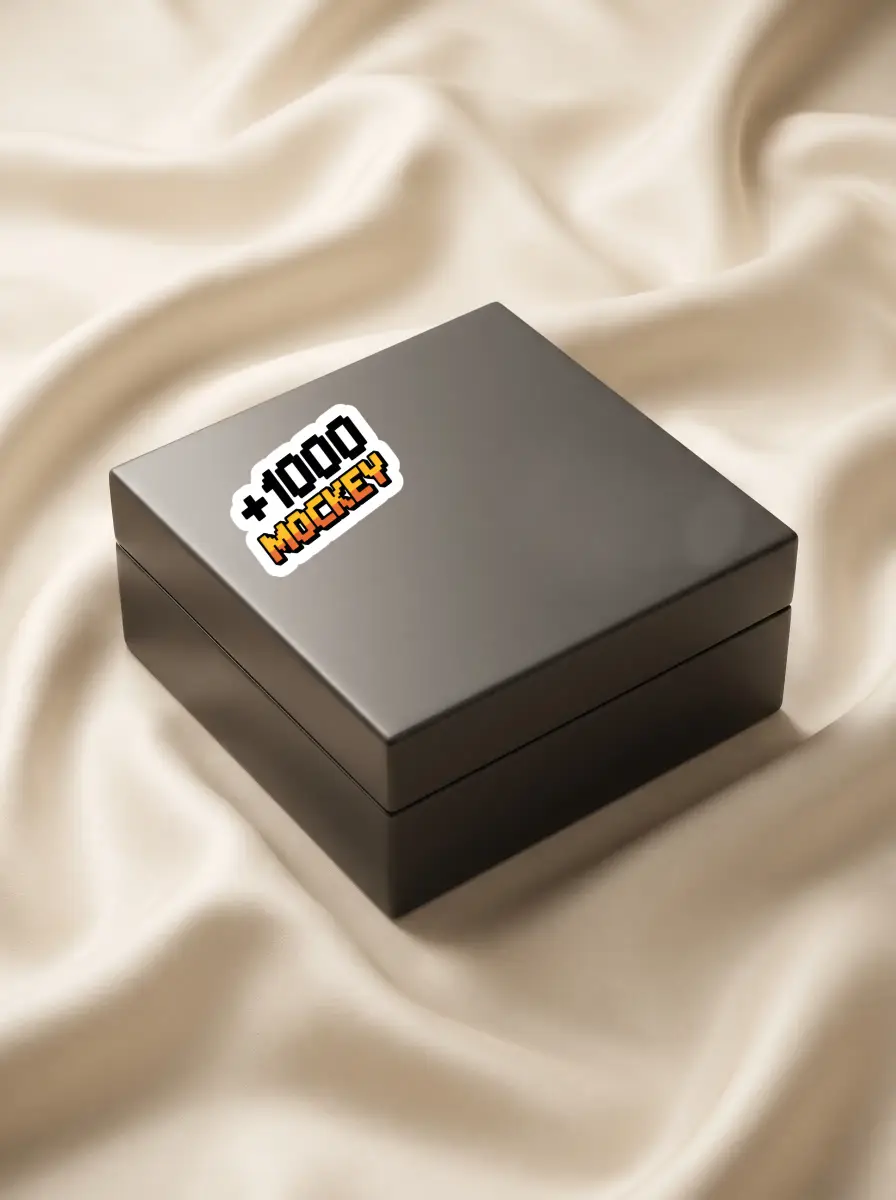 Sleek Square Sticker Mockup On Smooth Fabric Background For Premium Branding Use