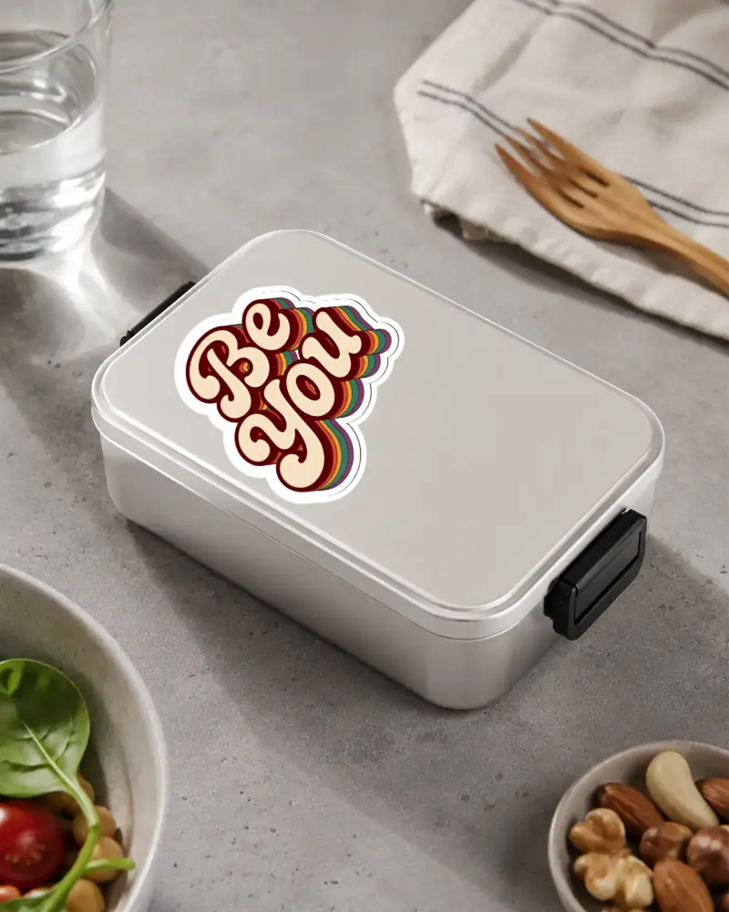 Reusable Rectangular Lunchbox Sticker Mockup With Secure Locks Ideal For Packing Meals And Snacks