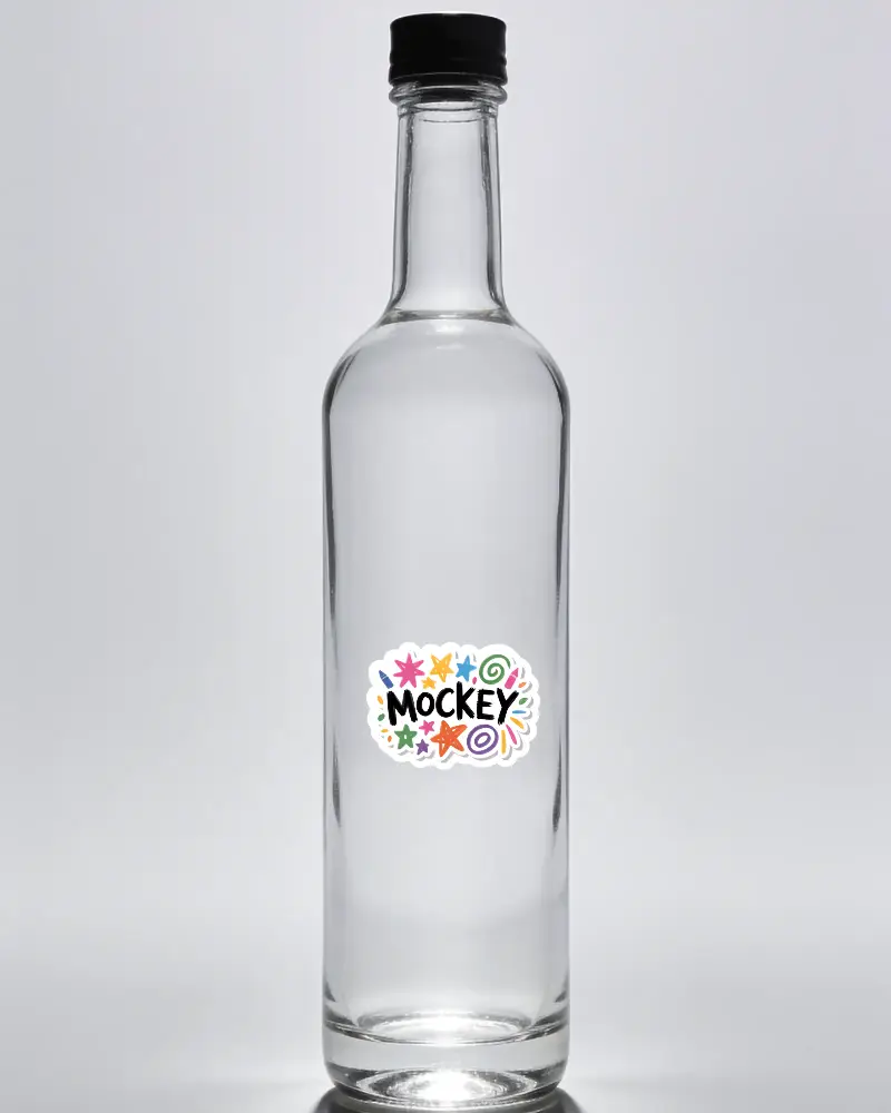 Tall Transparent Bottle Mockup For Sticker Printing And Brand Logo Showcase Design Template