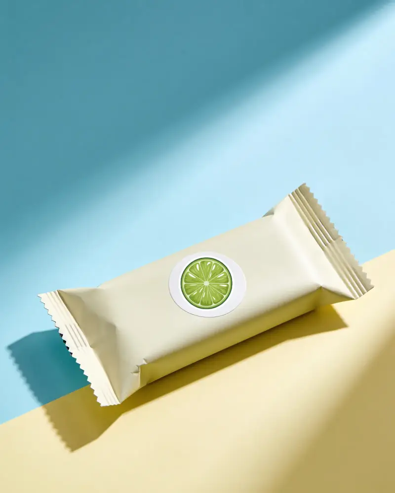 Packaging Sticker Mockup With White Round Sticker For Custom Design And Brand Identity
