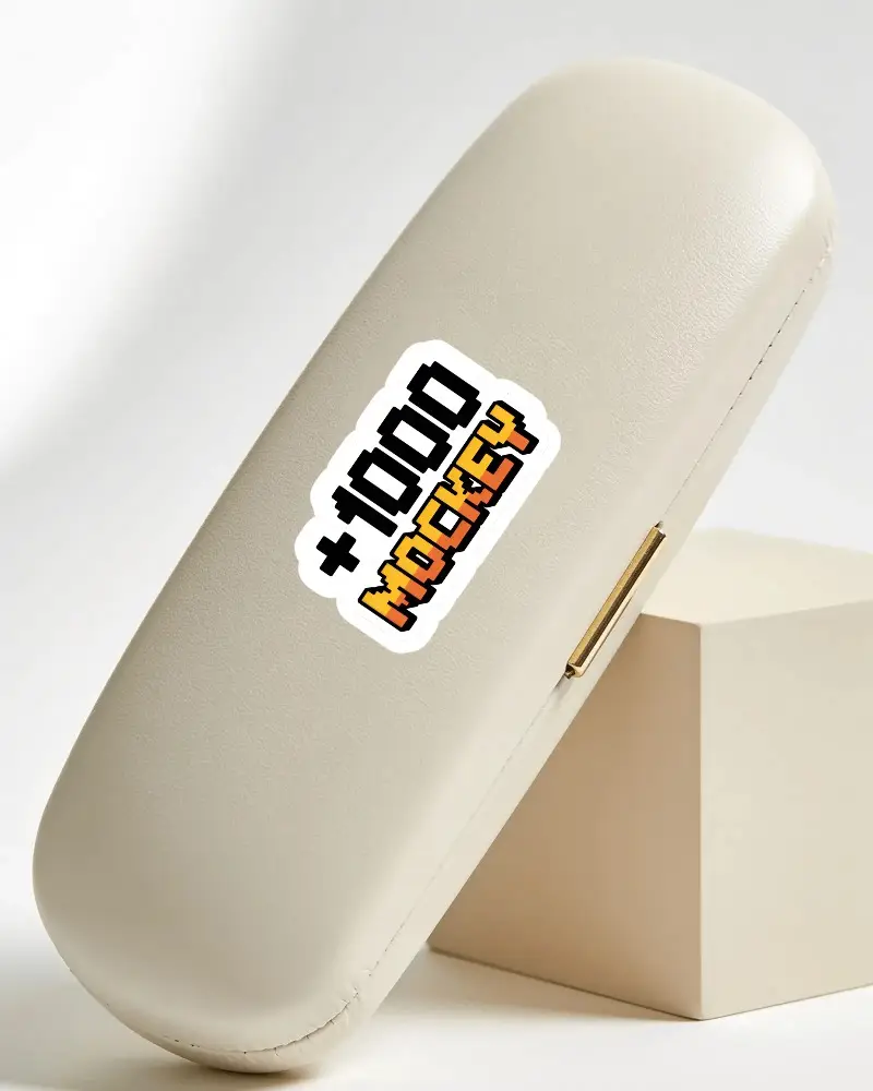 Sleek Rounded Rectangular Object Sticker Mockup With Subtle Embossed Logo And Golden Metallic Clip