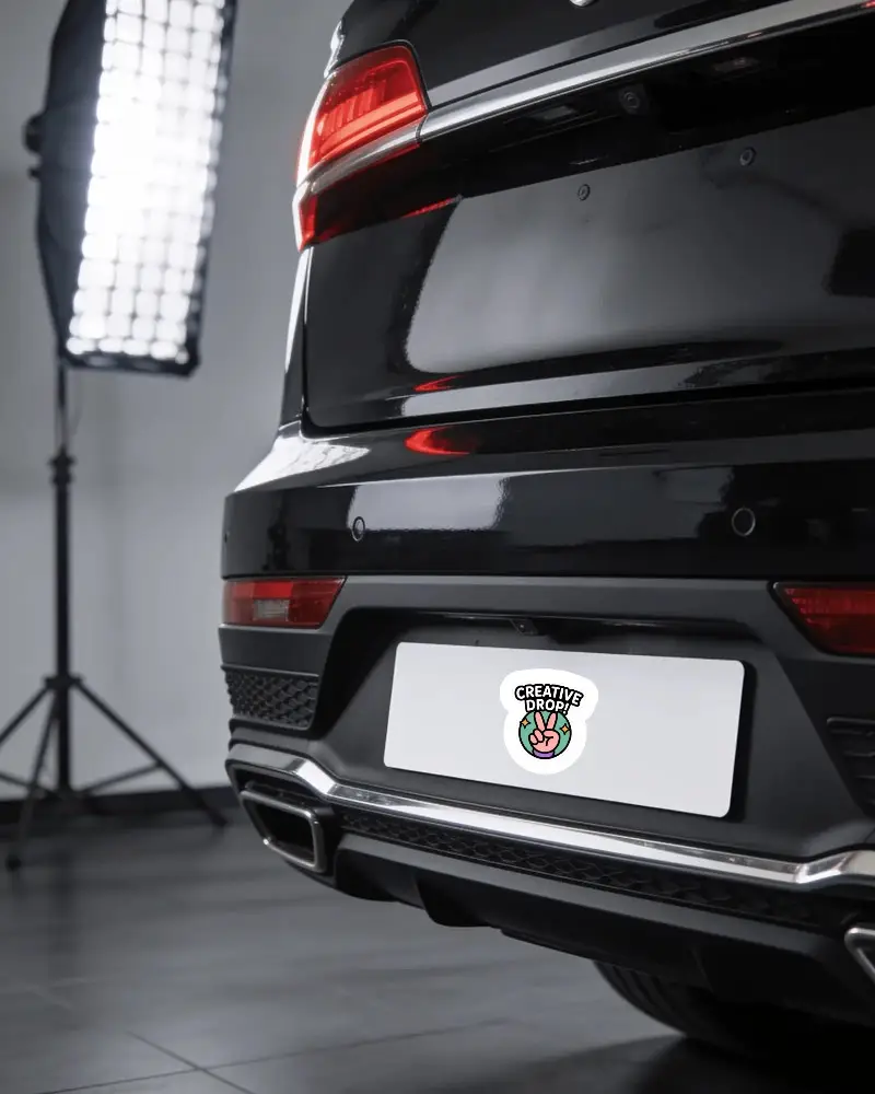 Blank Car License Plate Sticker Mockup On Rear Bumper For Branding And Design Preview