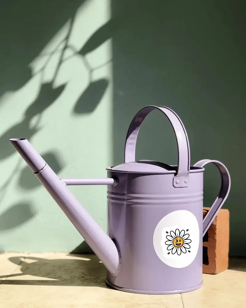 Vintage Metal Gardening Watering Can With Round Sticker Label For Custom Design