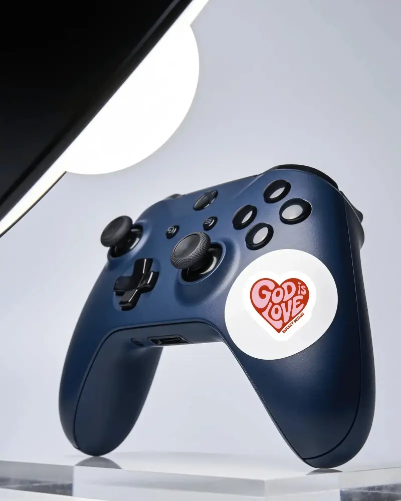 Custom Game Controller With Sticker Mockups For Design And Branding Presentations