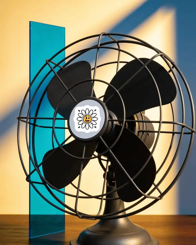 Classic Retro Electric Fan Rotating Blades Fan Blade Protector Cage Sticker Mockup