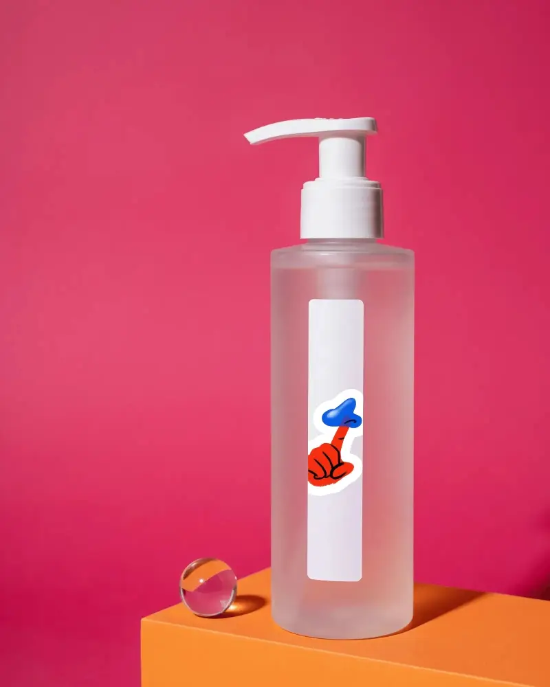 Transparent Pump Bottle With Blank Vertical Sticker Mockup For Branding Design