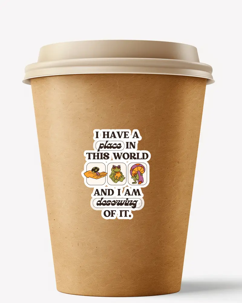 Premium Coffee Cup Sticker Mockup High Resolution Kraft Cup With Logo Sticker For Business Marketing