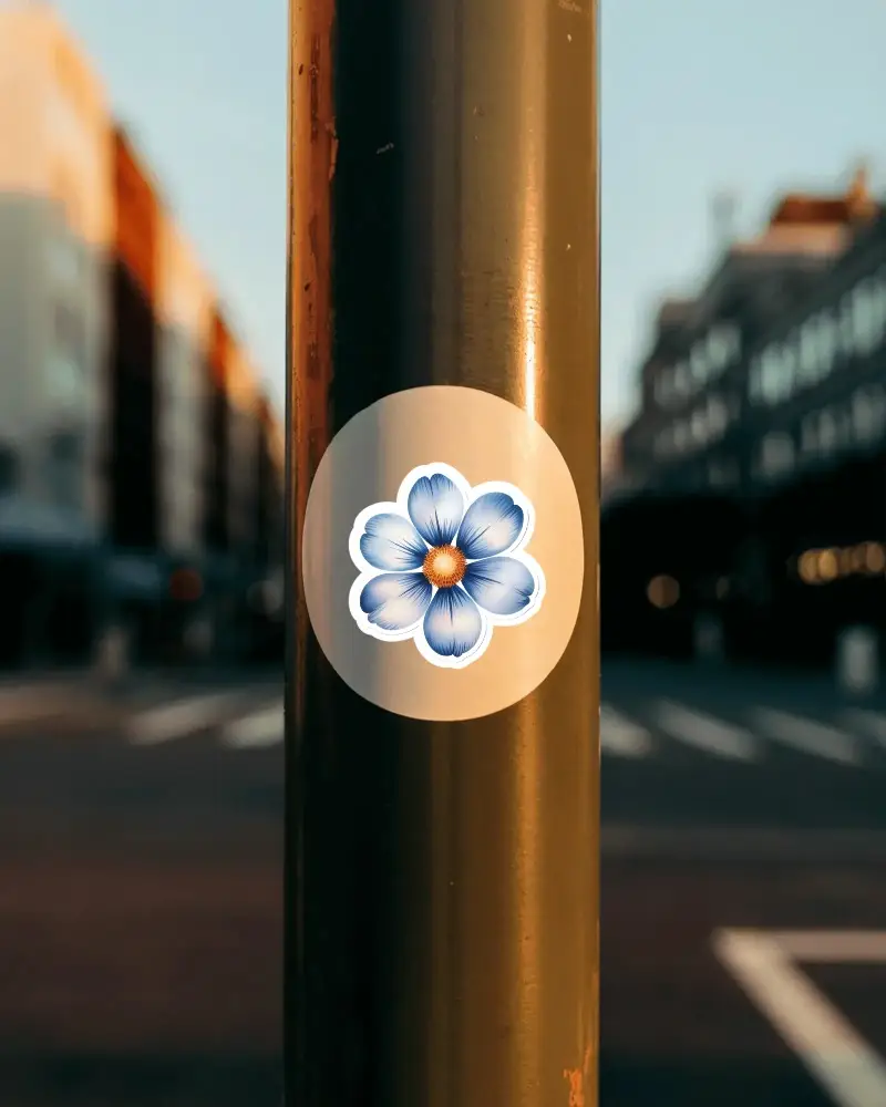 Urban Pole Blank Round Sticker Mockup For Branding And Marketing Promotions